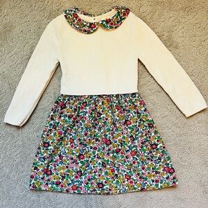 Floral Collar Sweater Dress with Cream Top